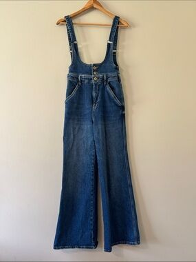 Anthropologie Pilcro The Carpenter Wide Leg Suspender Jeans Size 26 Overalls